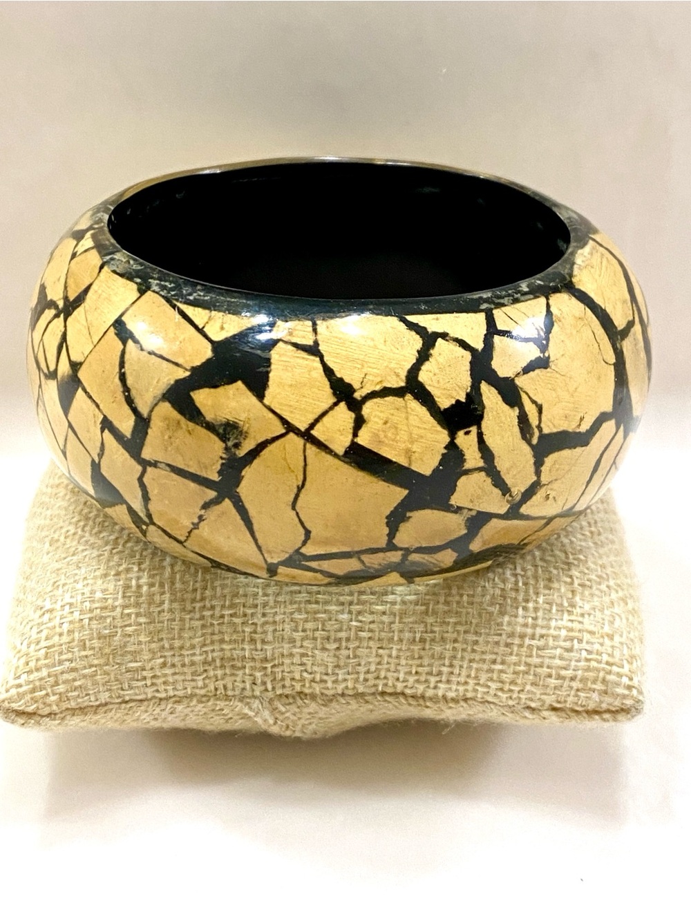 Vintage Handcrafted Gold and Black Decorative Bracelet